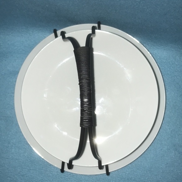 BANQUET 2 tier service white plates black rack NEW 9” X 10” - Picture 4 of 11